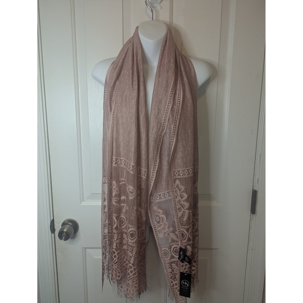 Marcus Adler New York Mauve Lace Trim Scarf Hijab Head Wrap NWT